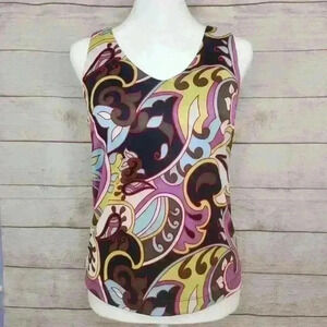 Athleta swim tankini top geometric built in bra 32 b/c